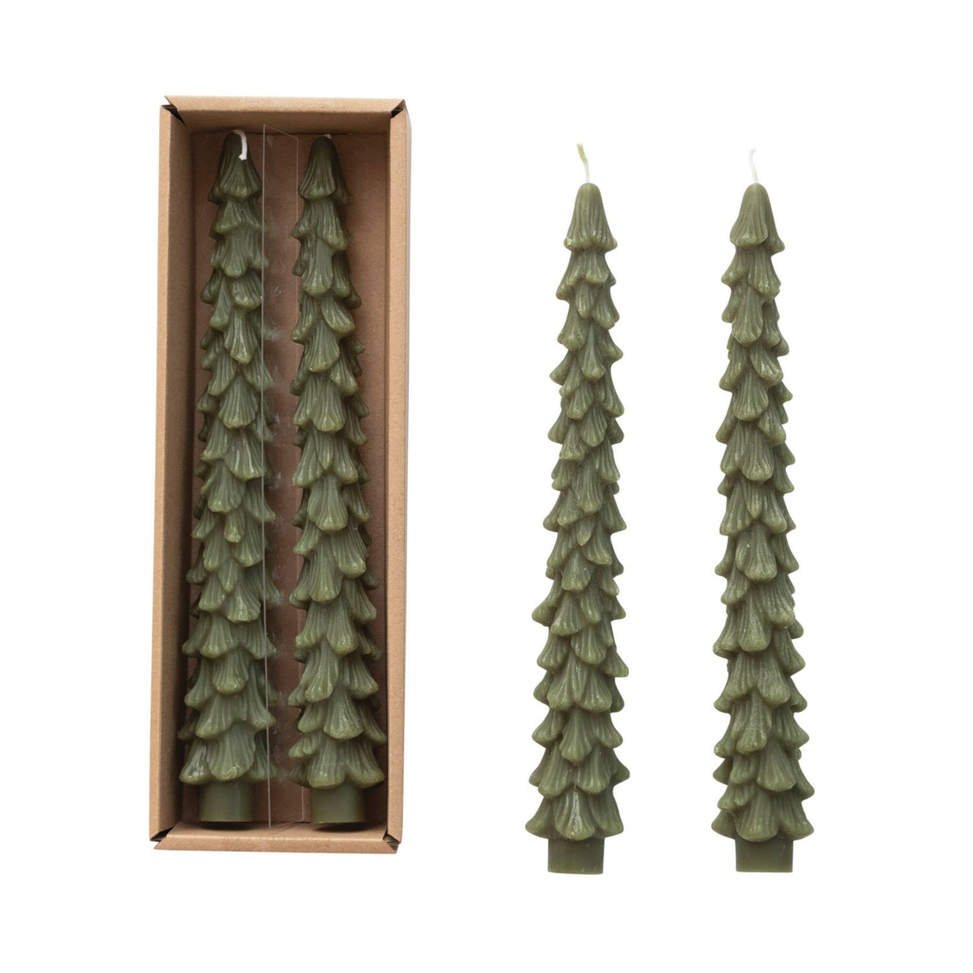 Hello Honey® Evergreen Unscented Tree Shaped Taper Candles Set